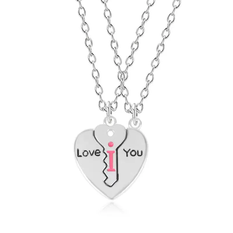 I Love You Heart Shaped Mactching Key Chains Necklaces