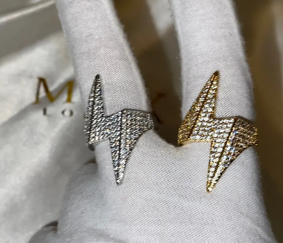 Iced Out Rings | Iced Out Ring | Mens Iced Out Ring | Womens Iced Out Ring | Ligtning Bolt Ring | Hip Hop Ring | Diamond Thunder Bolt Ring