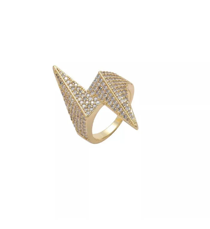 Iced Out Rings | Iced Out Ring | Mens Iced Out Ring | Womens Iced Out Ring | Ligtning Bolt Ring | Hip Hop Ring | Diamond Thunder Bolt Ring