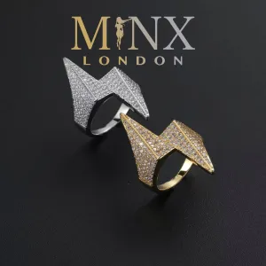 Iced Out Rings | Iced Out Ring | Mens Iced Out Ring | Womens Iced Out Ring | Ligtning Bolt Ring | Hip Hop Ring | Diamond Thunder Bolt Ring