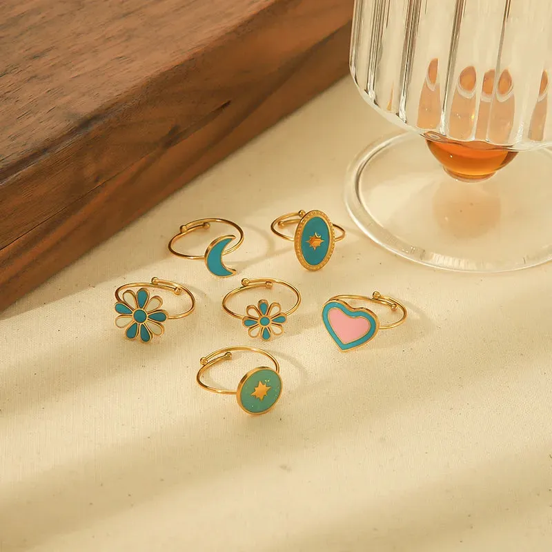 IG Style 304 Stainless Steel 18K Gold Plated Open Rings