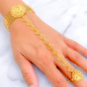Impressive Floral 21K Gold Panchangala Bangle Bracelet