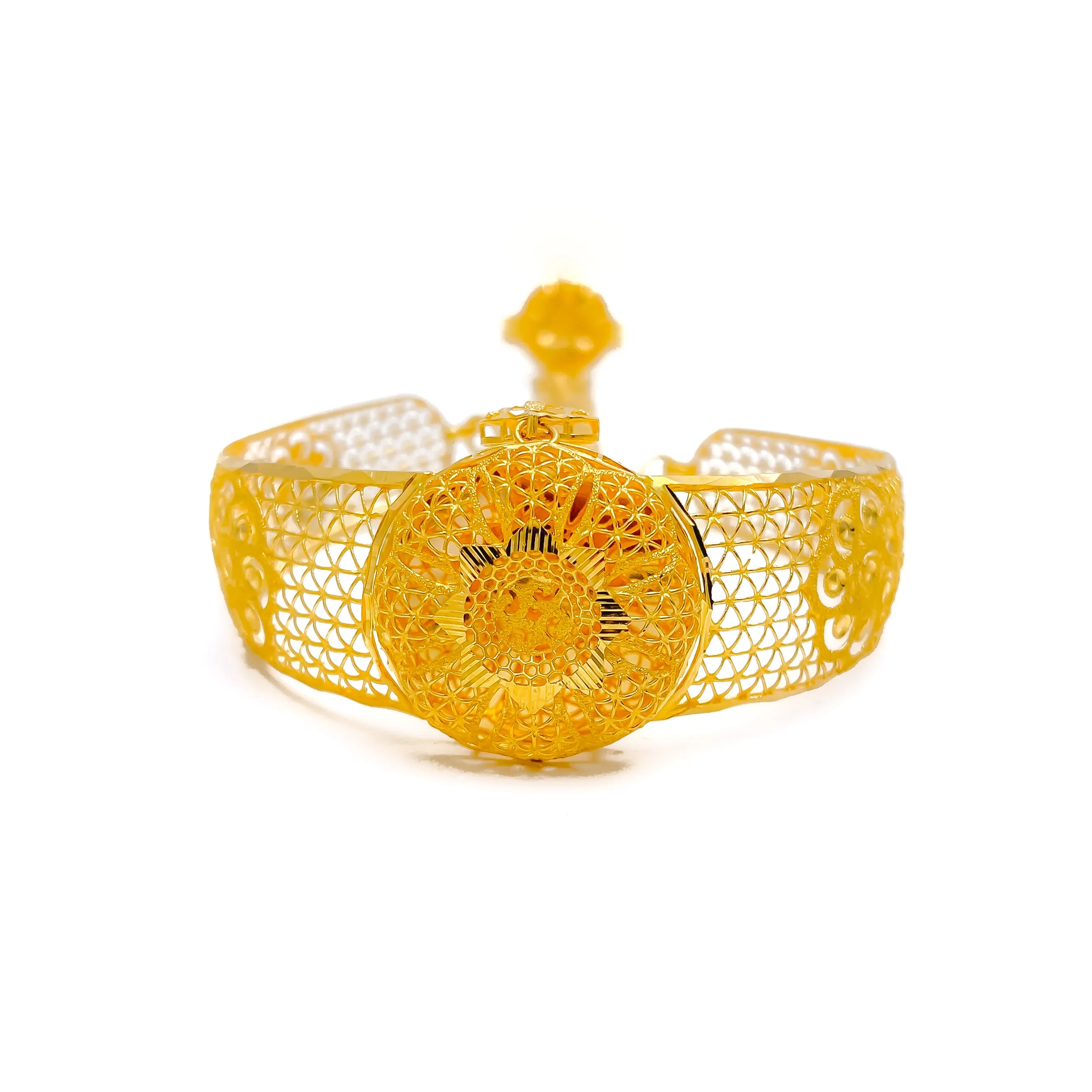 Impressive Floral 21K Gold Panchangala Bangle Bracelet