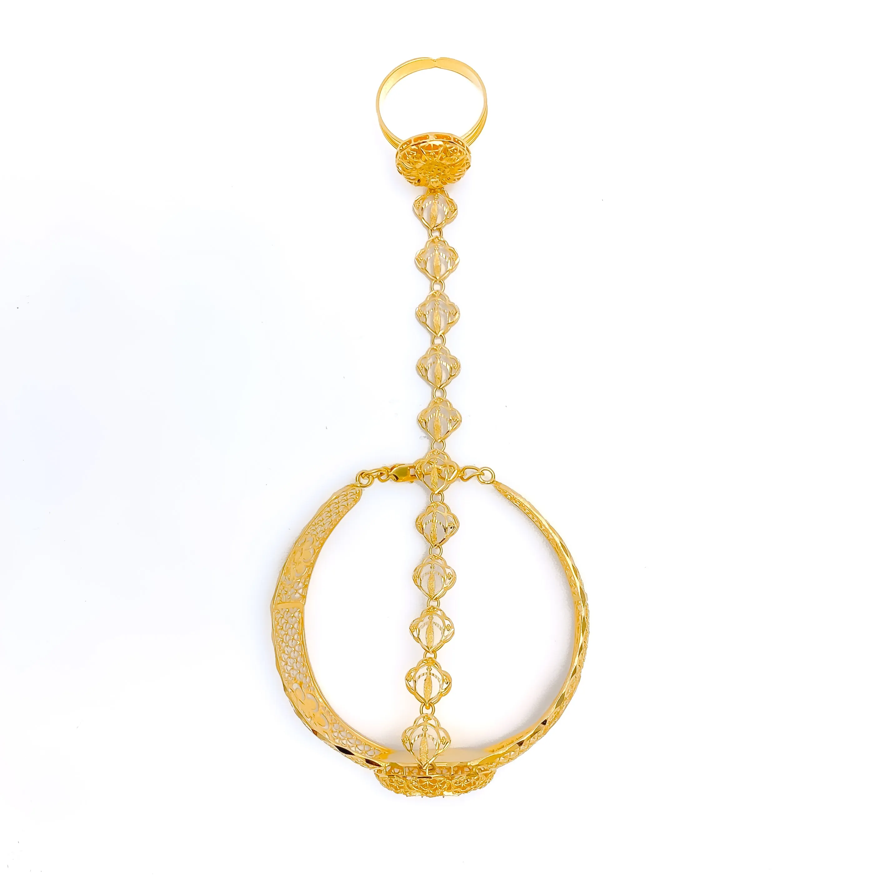 Impressive Floral 21K Gold Panchangala Bangle Bracelet