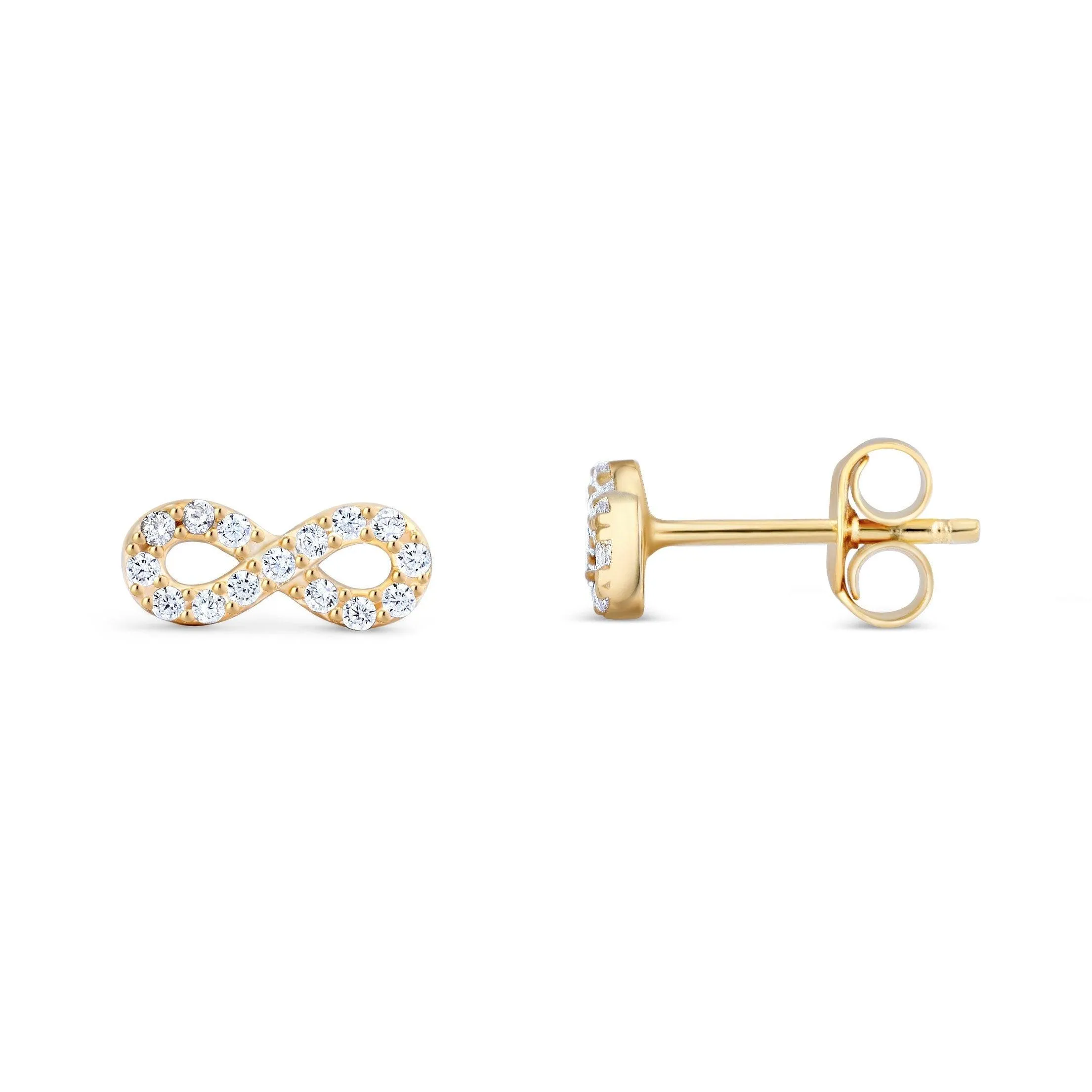 Infinity Earrings with CZ Diamonds - 18K Gold Vermeil