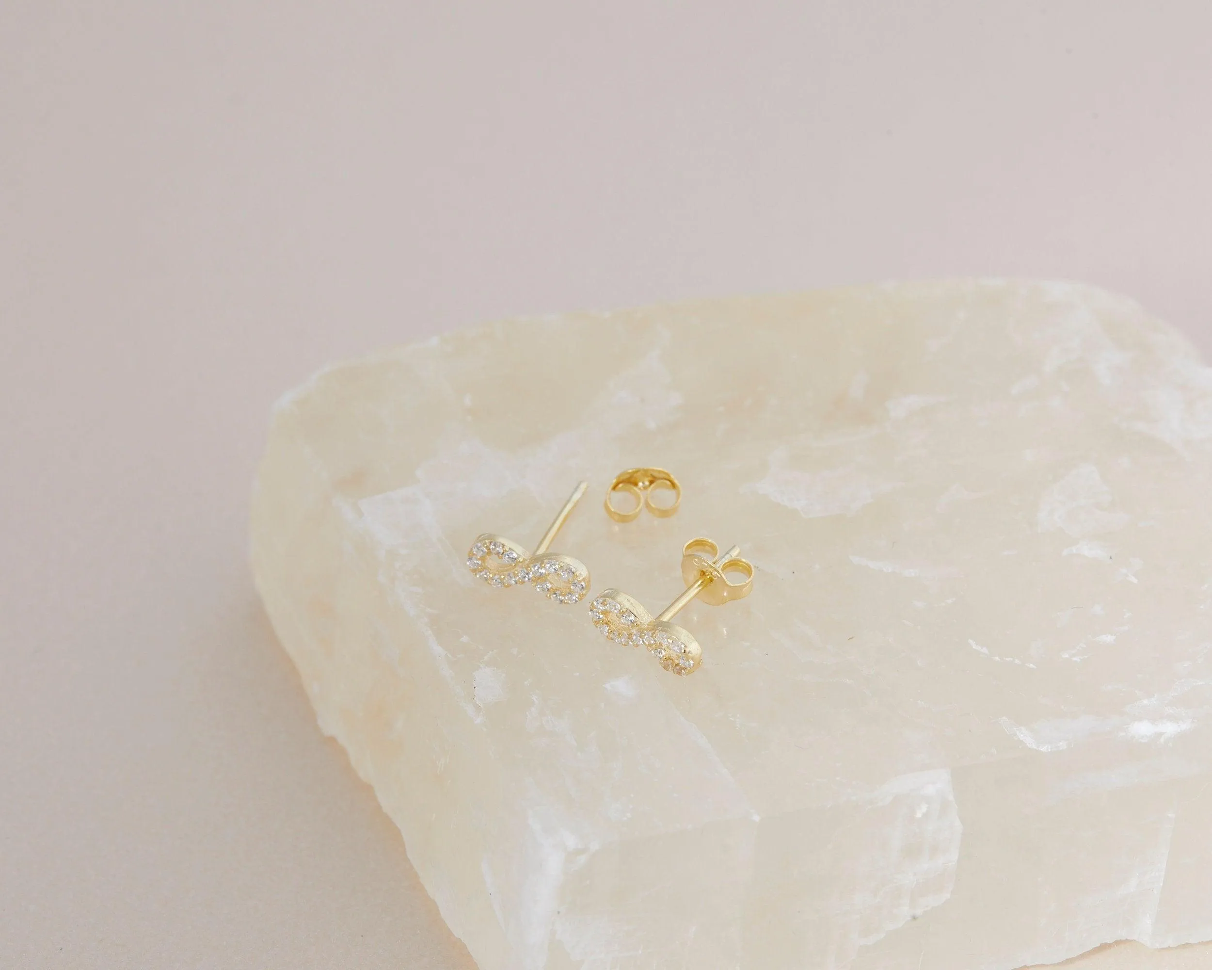 Infinity Earrings with CZ Diamonds - 18K Gold Vermeil