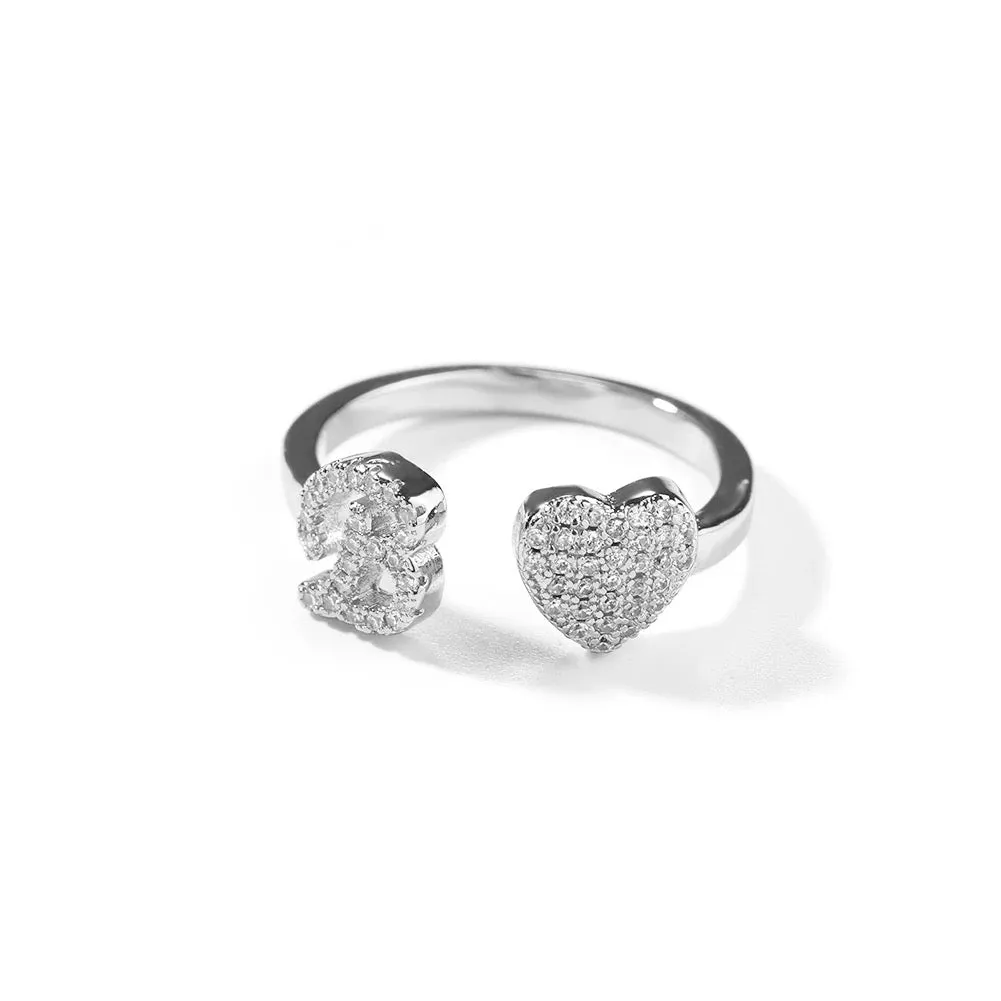 INITIAL HEART RING