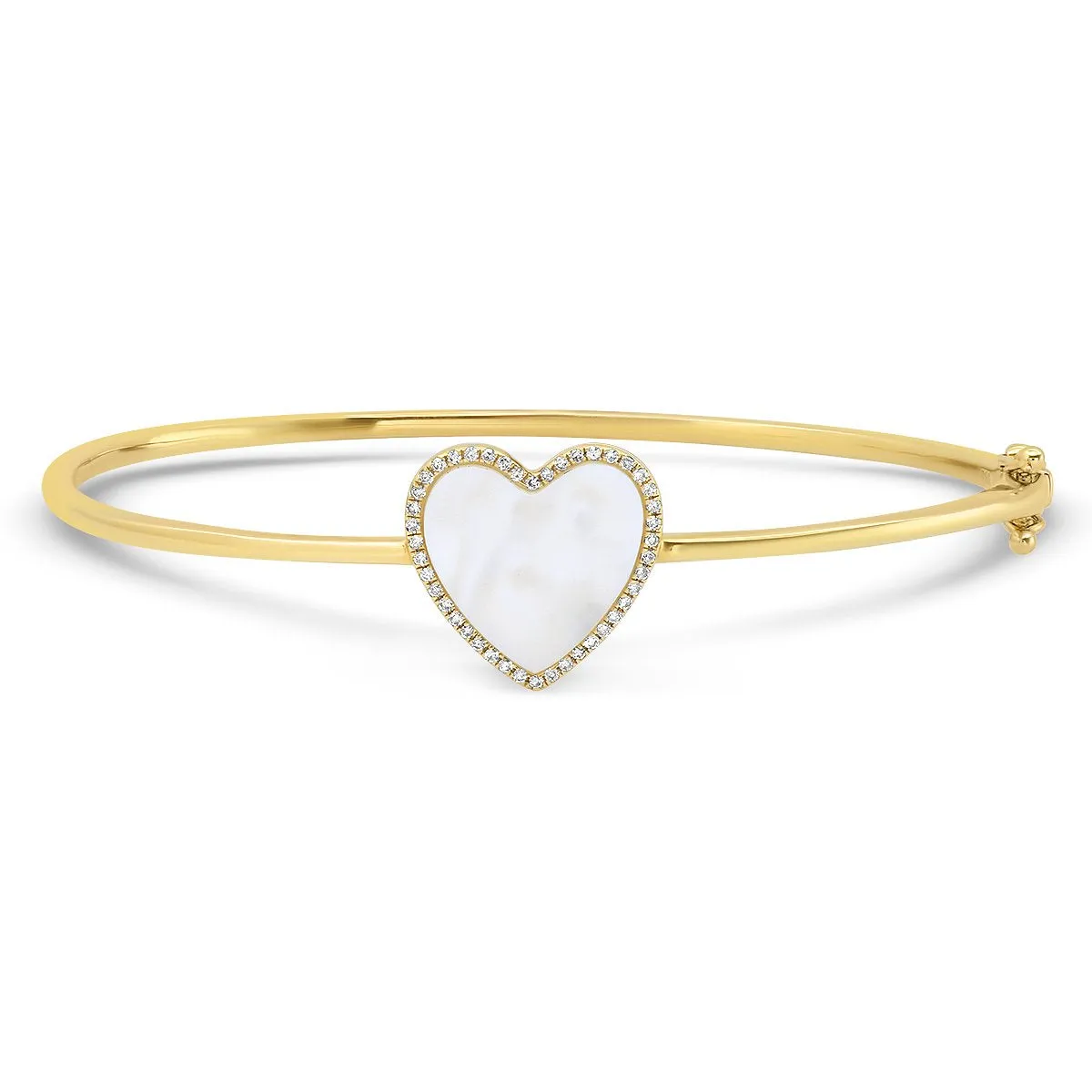 Inlay Heart with Diamond Frame Hinge Bangle