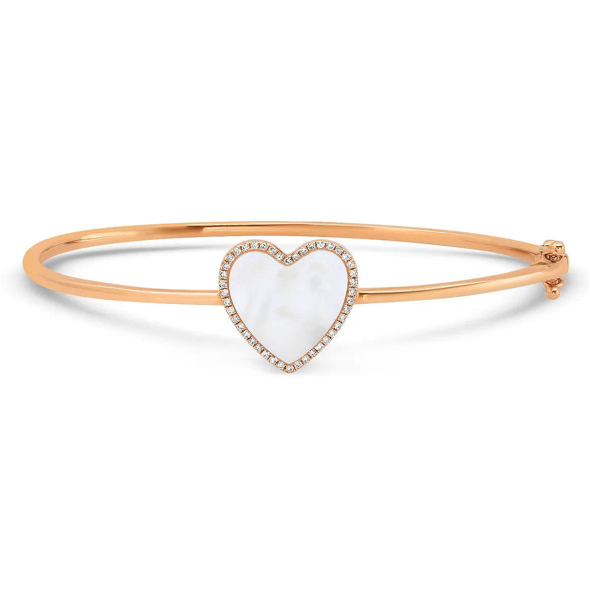 Inlay Heart with Diamond Frame Hinge Bangle