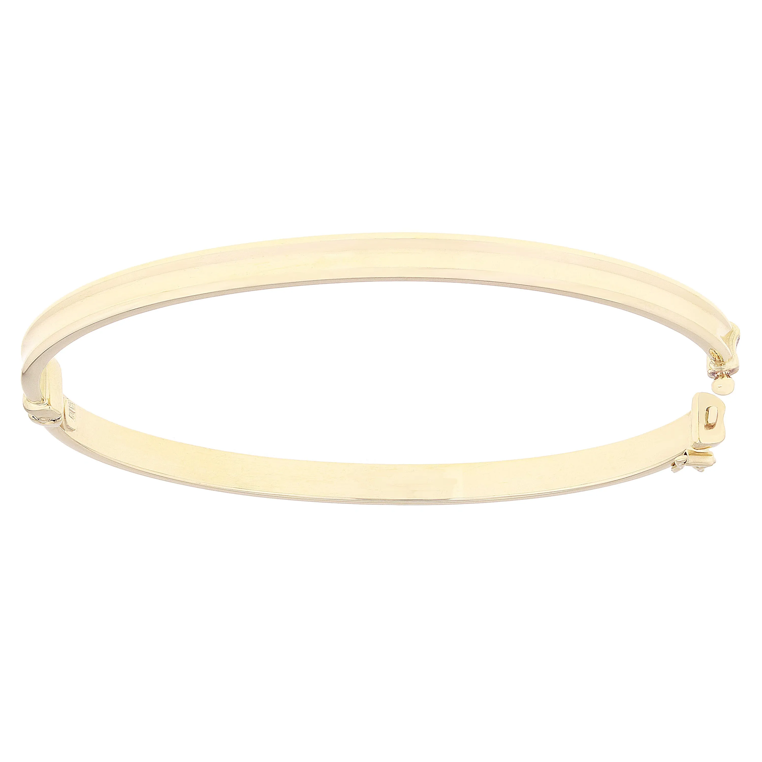 Italian 14k Yellow Gold Polished Concave Oval Hollow Tube Bangle Bracelet