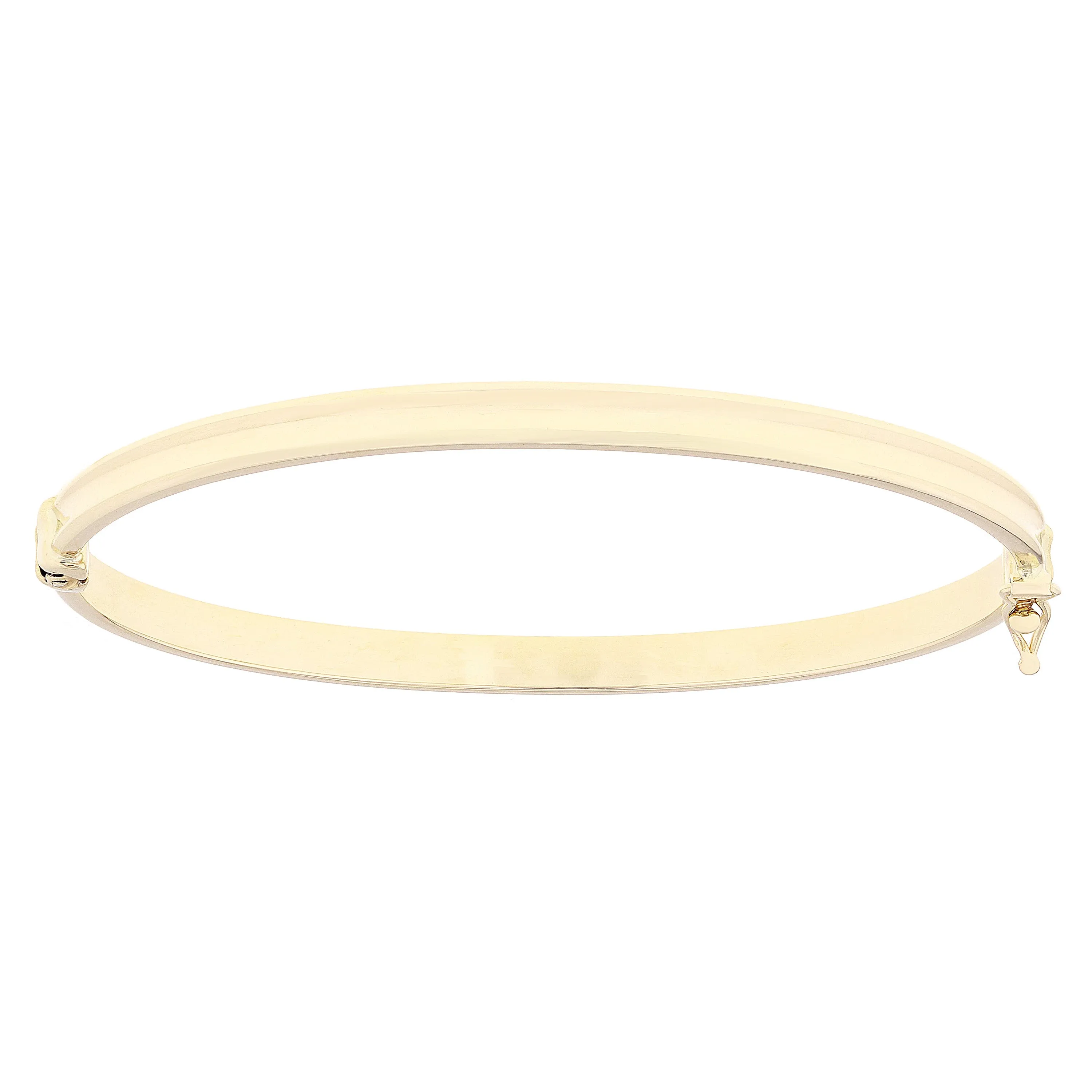 Italian 14k Yellow Gold Polished Concave Oval Hollow Tube Bangle Bracelet