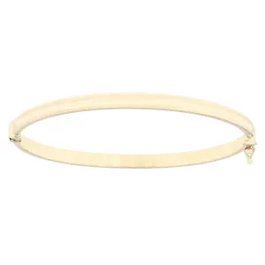 Italian 14k Yellow Gold Polished Concave Oval Hollow Tube Bangle Bracelet