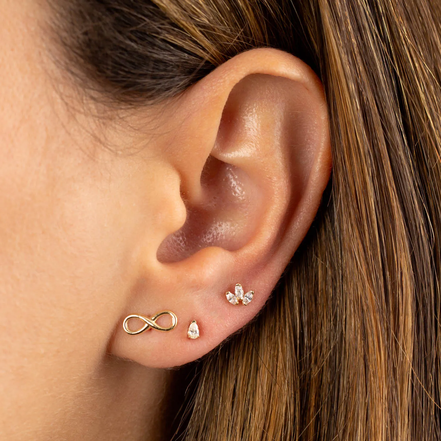 Itty Bitty Diamond Teardrop Stud Earring 14K