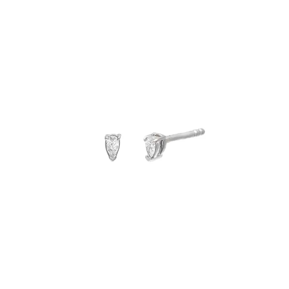 Itty Bitty Diamond Teardrop Stud Earring 14K