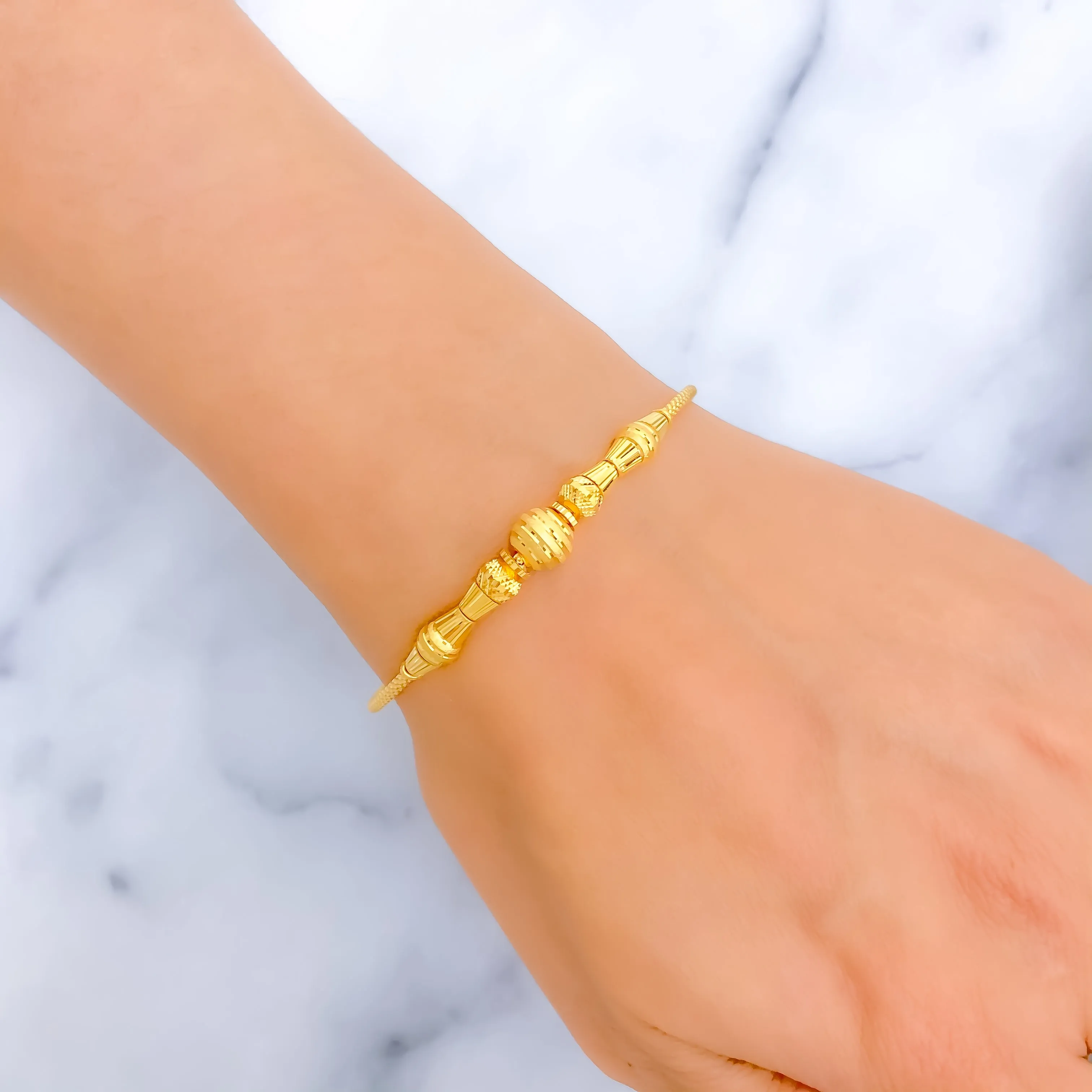 Jazzy Engraved 22k Gold Bangle Bracelet