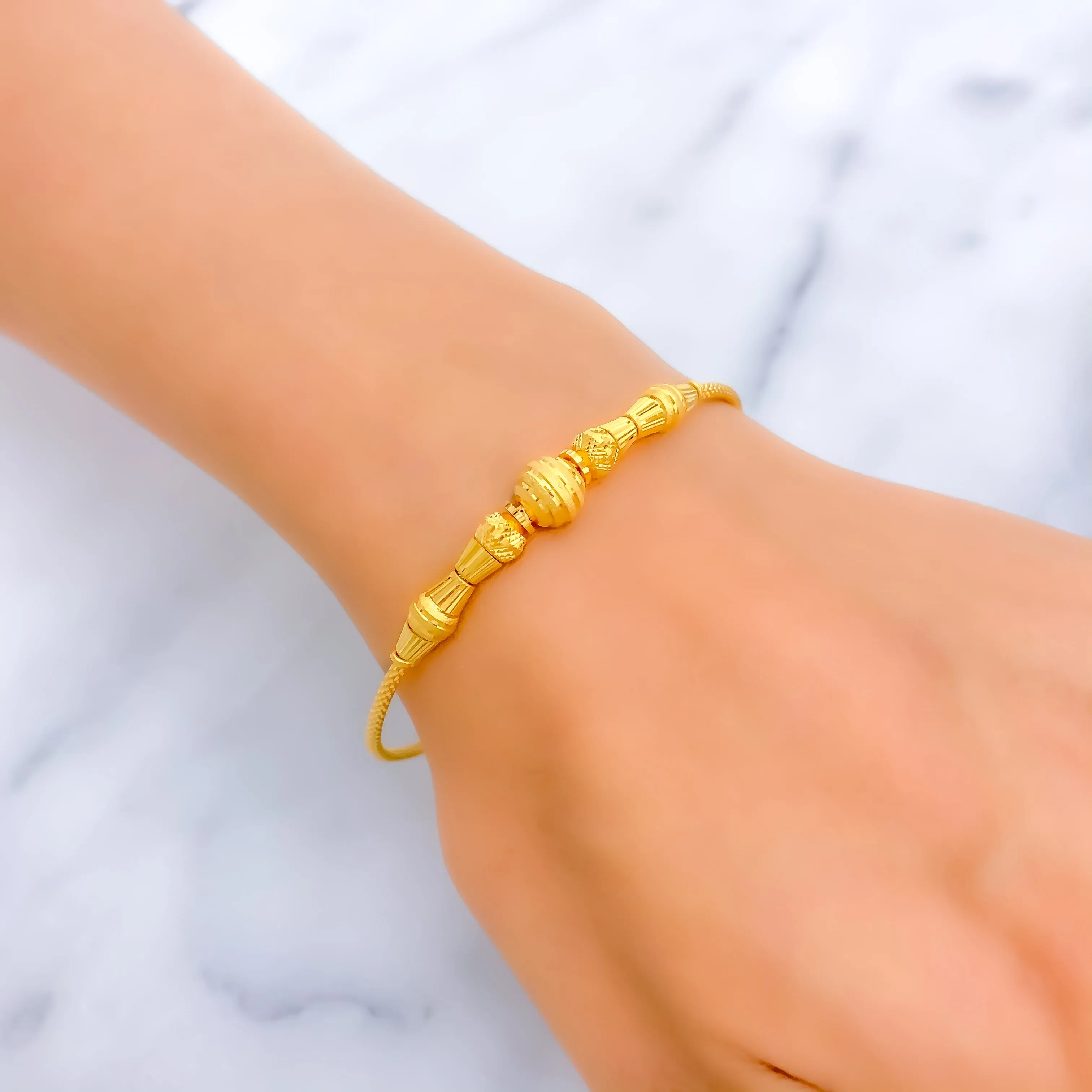 Jazzy Engraved 22k Gold Bangle Bracelet