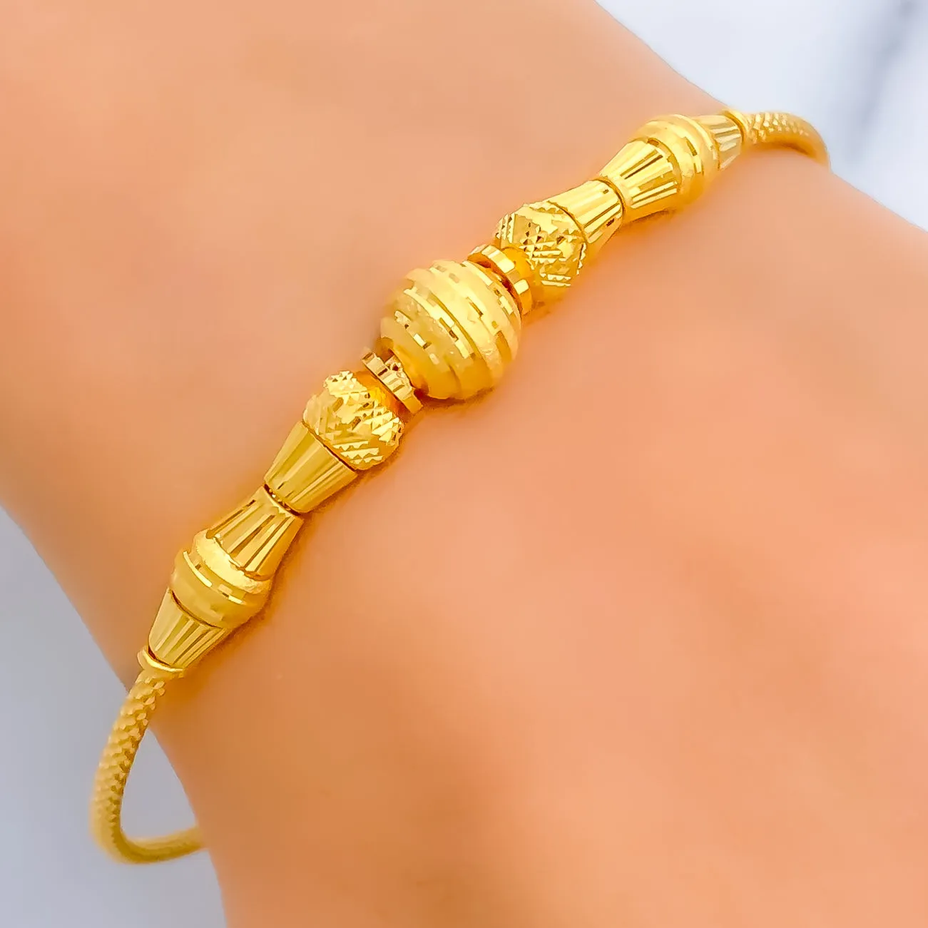 Jazzy Engraved 22k Gold Bangle Bracelet