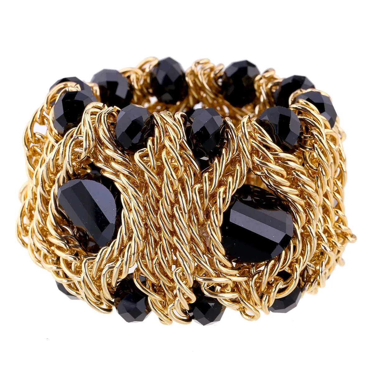 KAYMEN Fashion Crystal Bracelet Elastic Bangle for Women Handmade Bohemian Statement Charm Bracelet Cocktail Party Jewelry