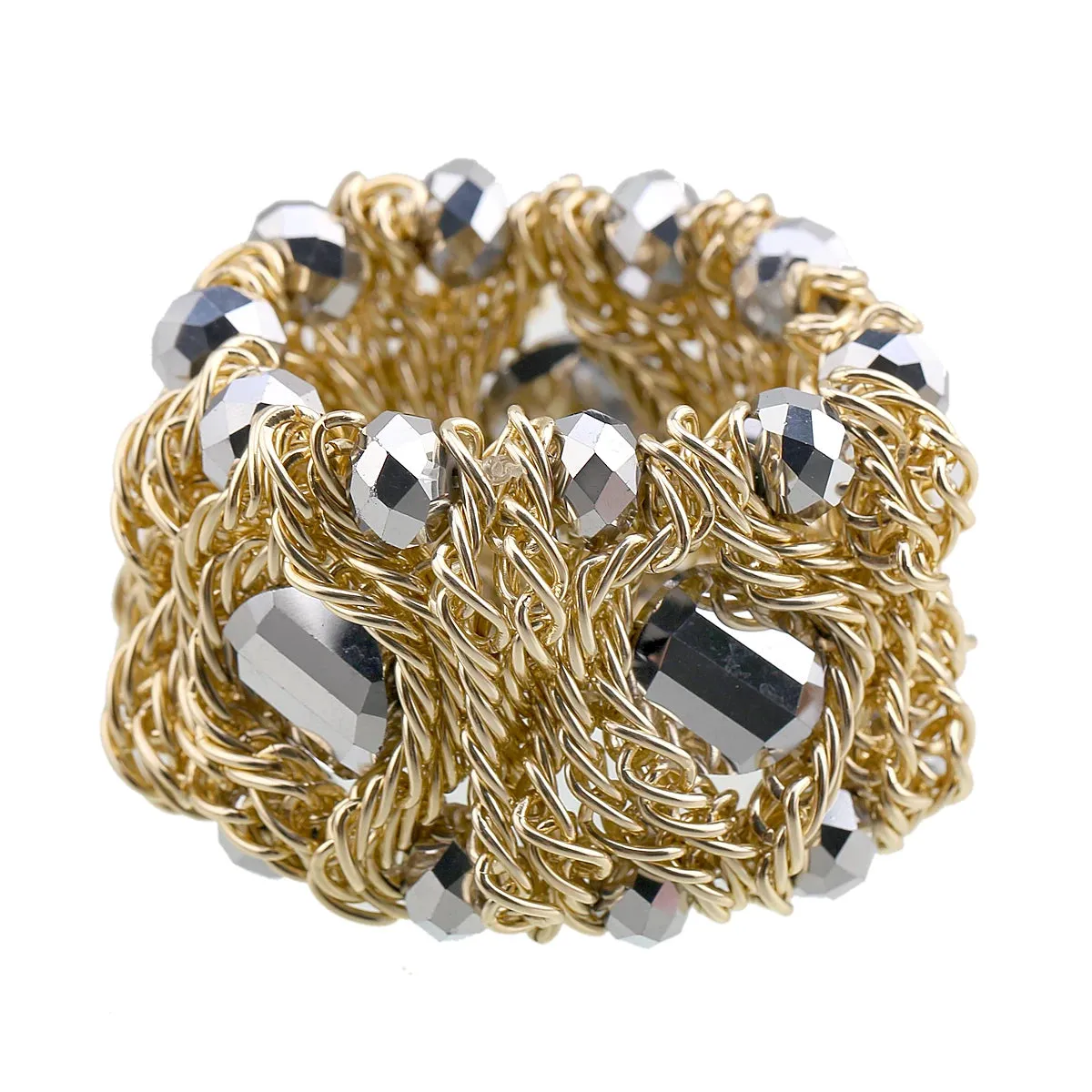 KAYMEN Fashion Crystal Bracelet Elastic Bangle for Women Handmade Bohemian Statement Charm Bracelet Cocktail Party Jewelry