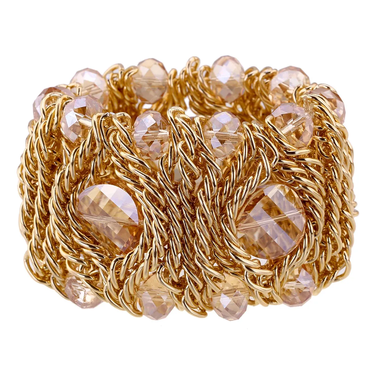KAYMEN Fashion Crystal Bracelet Elastic Bangle for Women Handmade Bohemian Statement Charm Bracelet Cocktail Party Jewelry