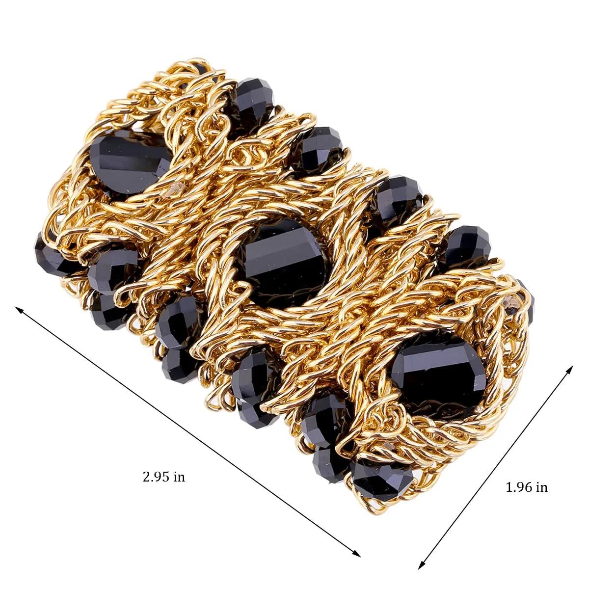 KAYMEN Fashion Crystal Bracelet Elastic Bangle for Women Handmade Bohemian Statement Charm Bracelet Cocktail Party Jewelry