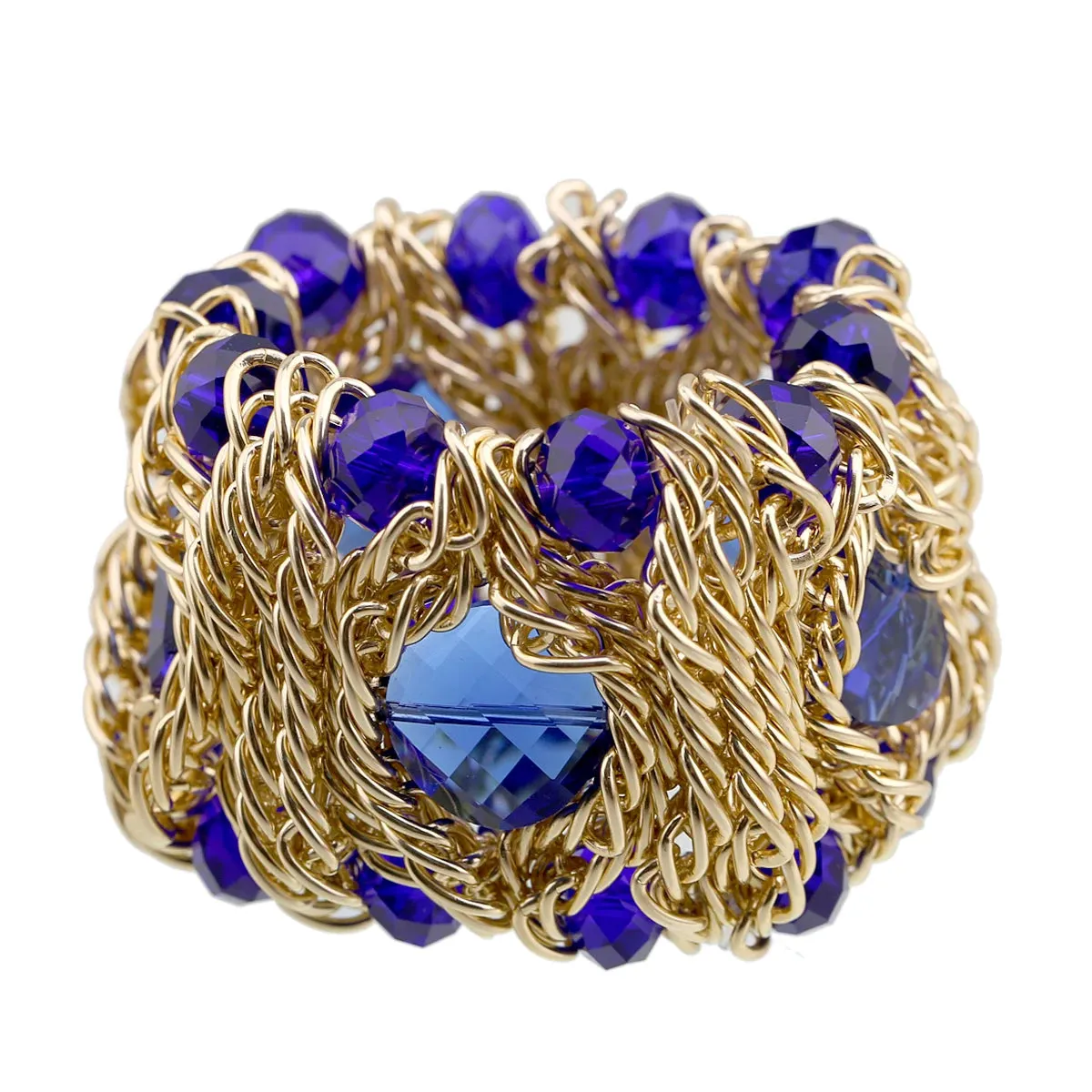 KAYMEN Fashion Crystal Bracelet Elastic Bangle for Women Handmade Bohemian Statement Charm Bracelet Cocktail Party Jewelry