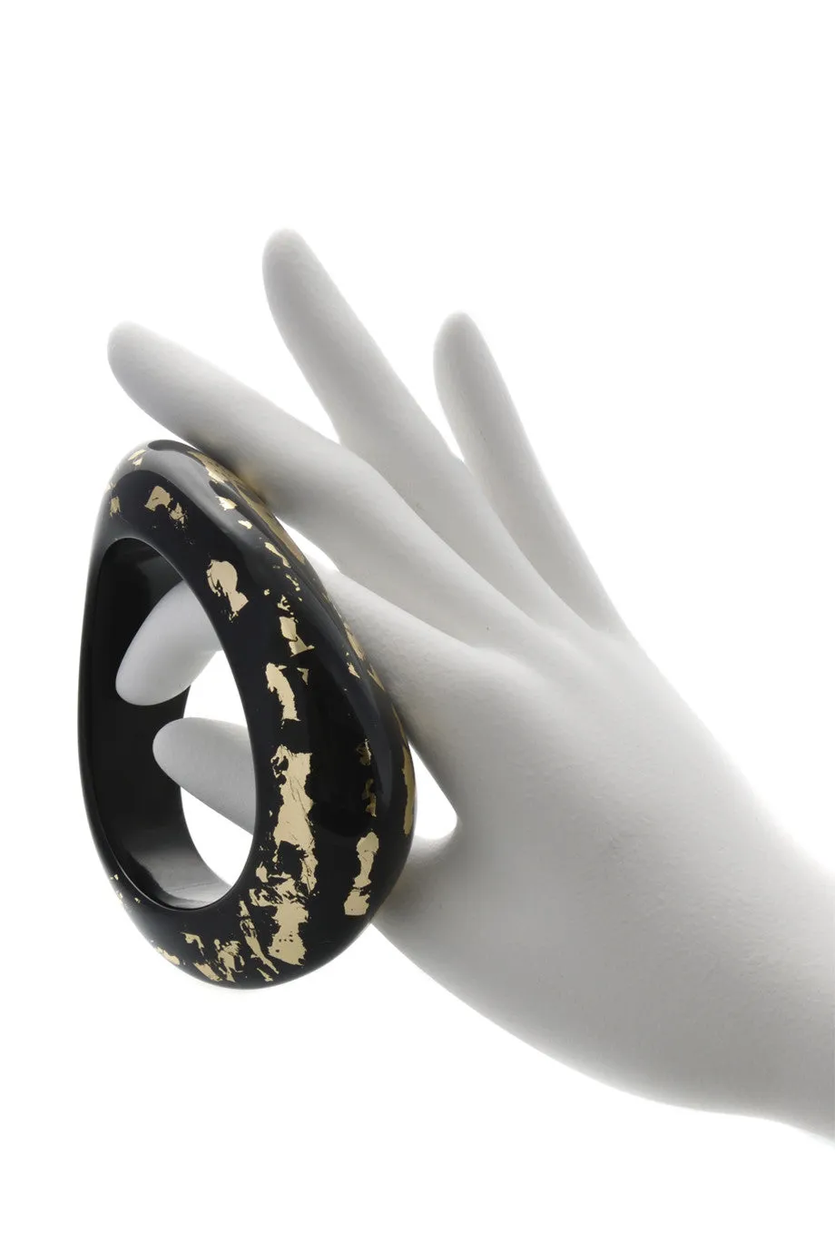 KENNETH JAY LANE Gold Scraped Odd Shaped Bangle