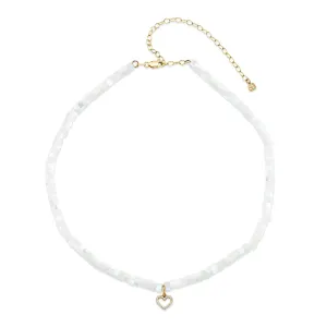 Kids Collection Gold & Diamond Heart Mother of Pearl Necklace