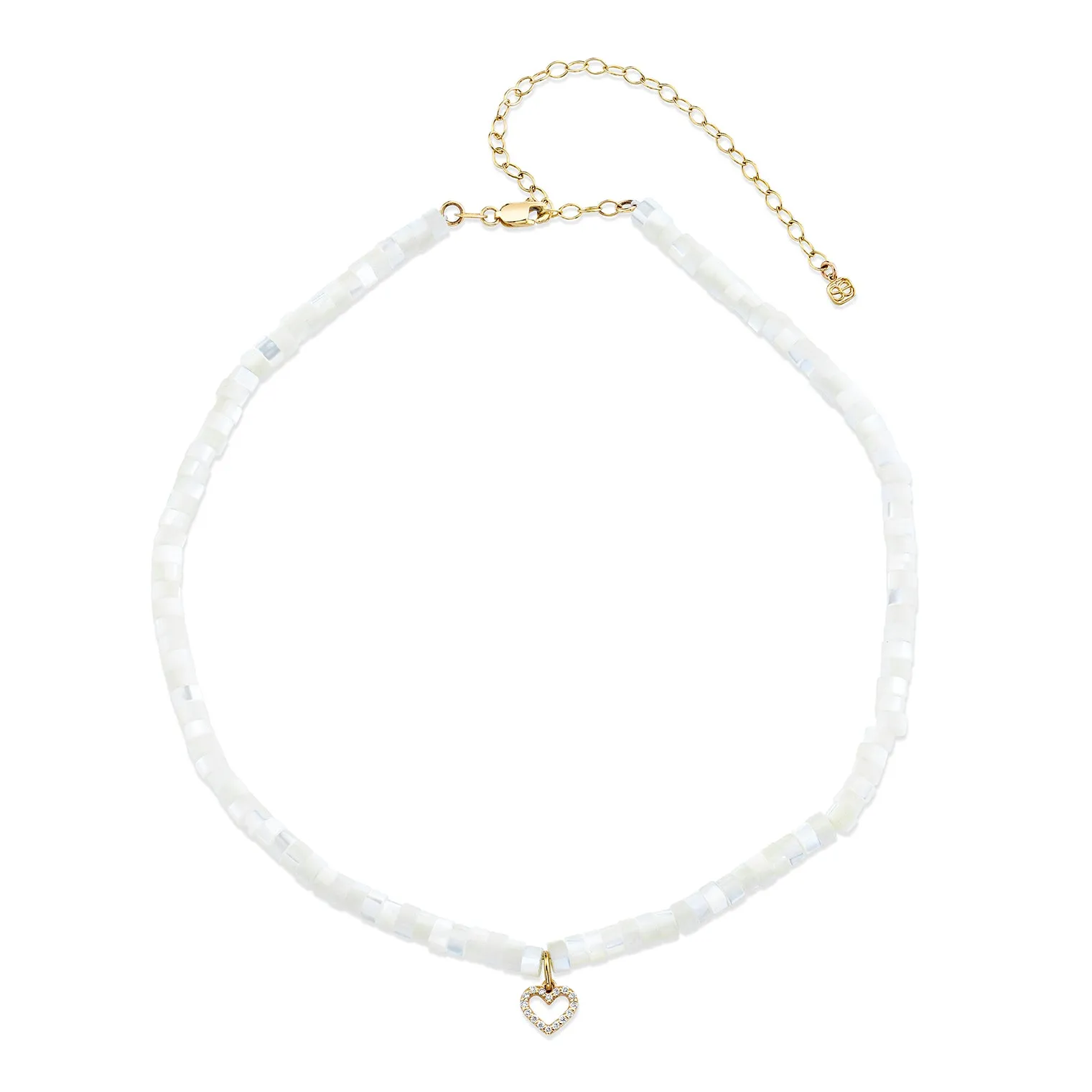 Kids Collection Gold & Diamond Heart Mother of Pearl Necklace