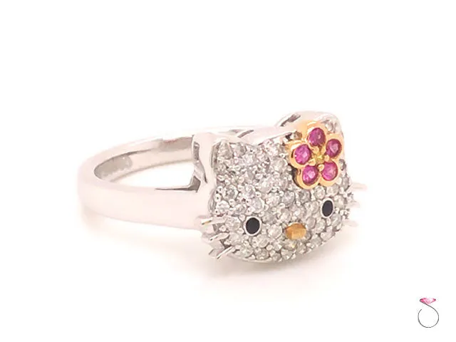 Kimora Lee Simmons Sanrio Hello Kitty 18k White Gold Diamond & Sapphire Ring