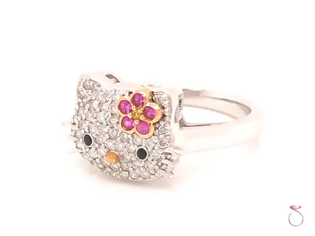 Kimora Lee Simmons Sanrio Hello Kitty 18k White Gold Diamond & Sapphire Ring