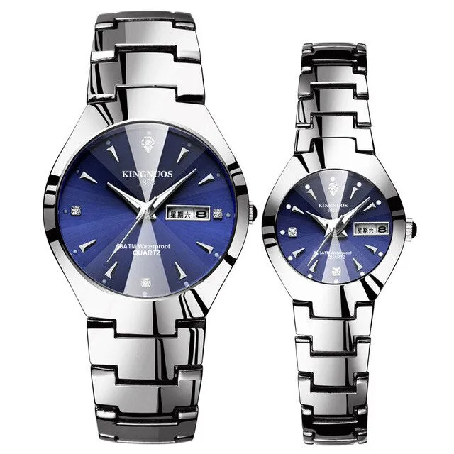 KINGNUOS Top Brand Fashion Quartz Waterproof Wristwatch Couple Clocks