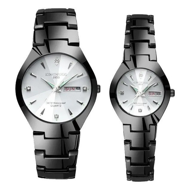 KINGNUOS Top Brand Fashion Quartz Waterproof Wristwatch Couple Clocks