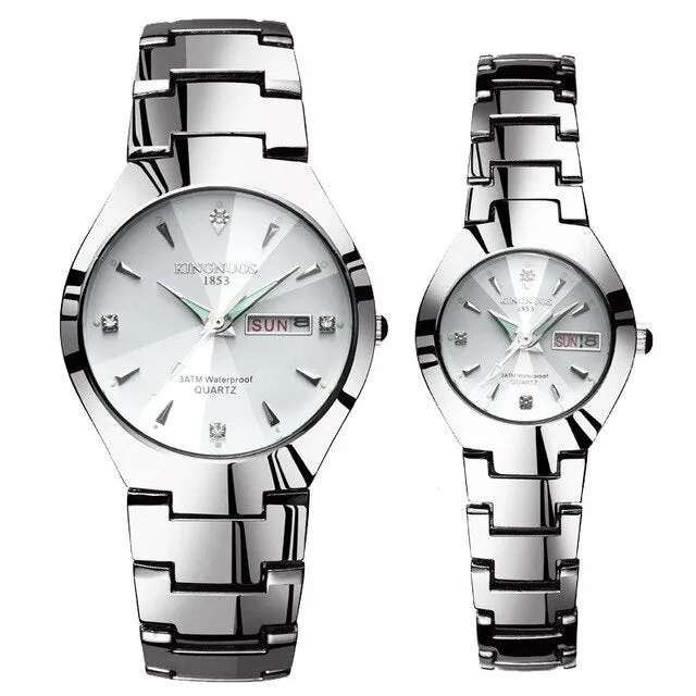 KINGNUOS Top Brand Fashion Quartz Waterproof Wristwatch Couple Clocks