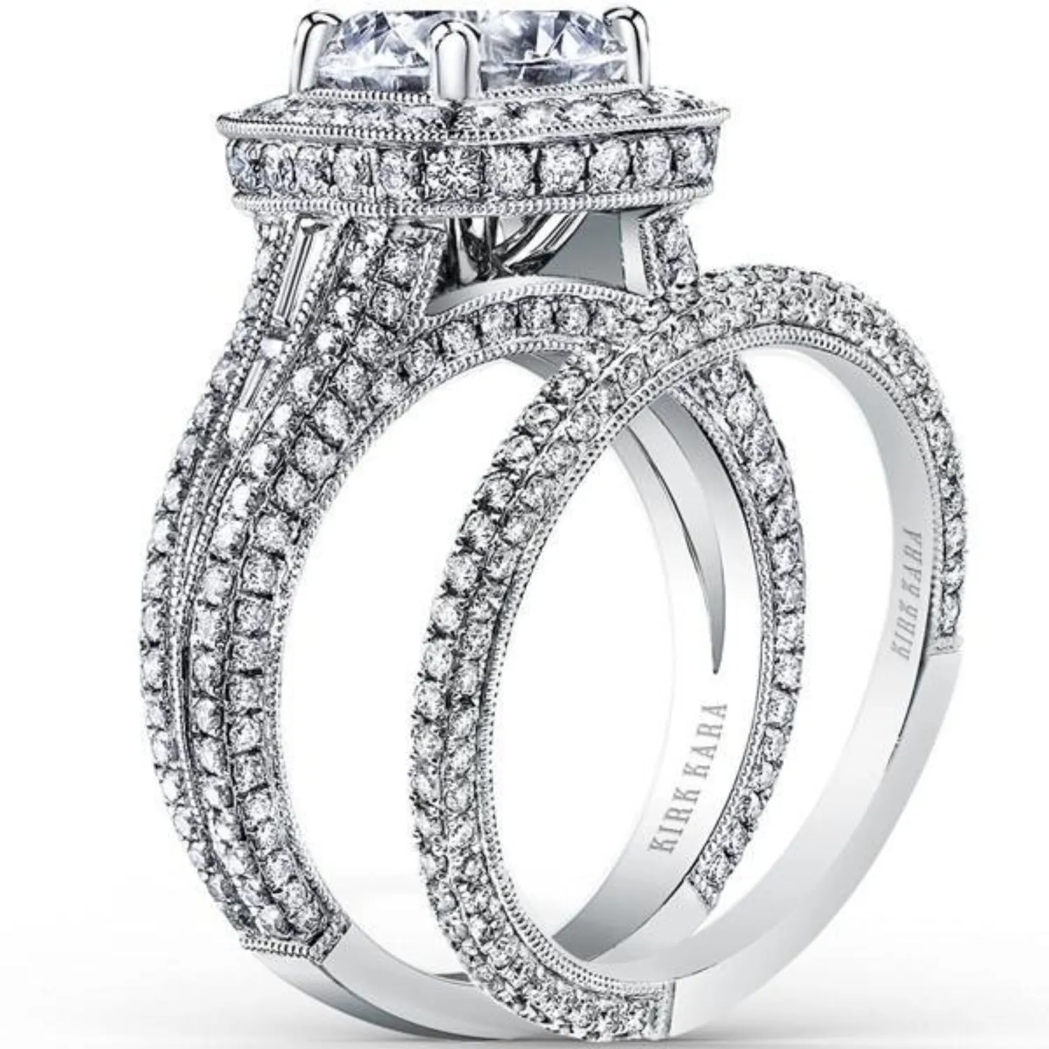 Kirk Kara "Carmella" Cushion Shaped Halo Diamond Engagement Ring