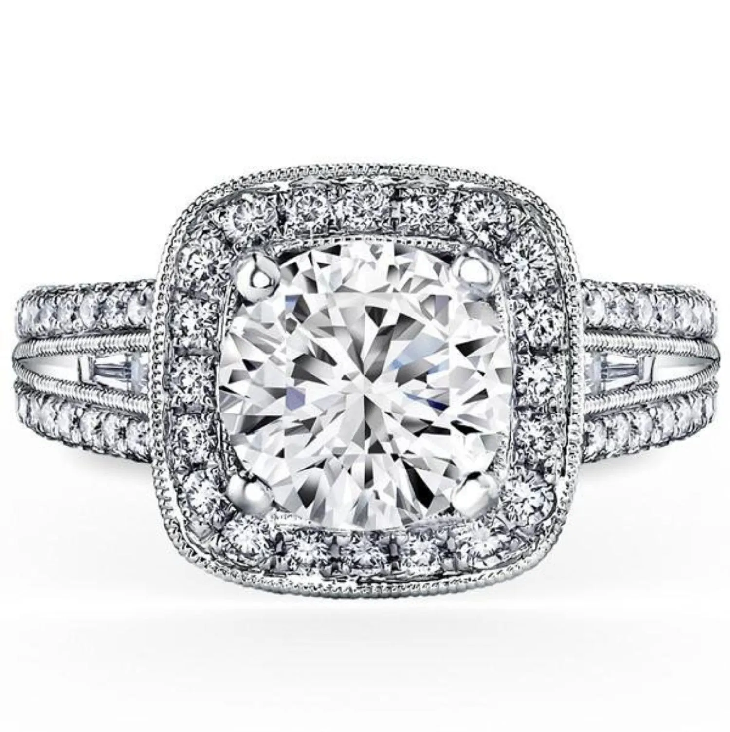 Kirk Kara "Carmella" Cushion Shaped Halo Diamond Engagement Ring