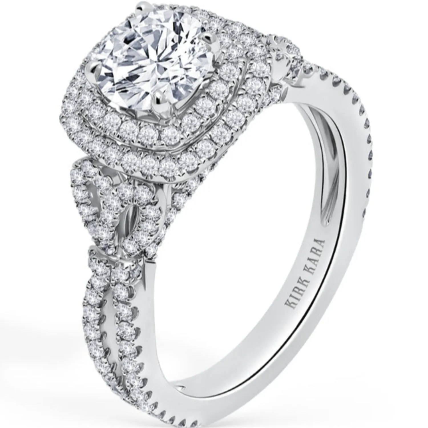 Kirk Kara "Pirouetta" Double Halo Diamond Engagement Ring