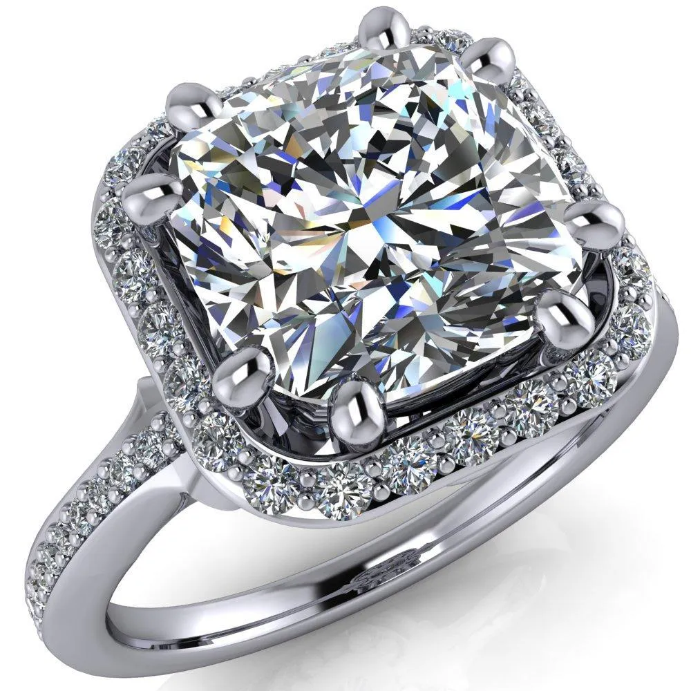 Kizzie Cushion Center Stone 4 Prong Engagement Ring