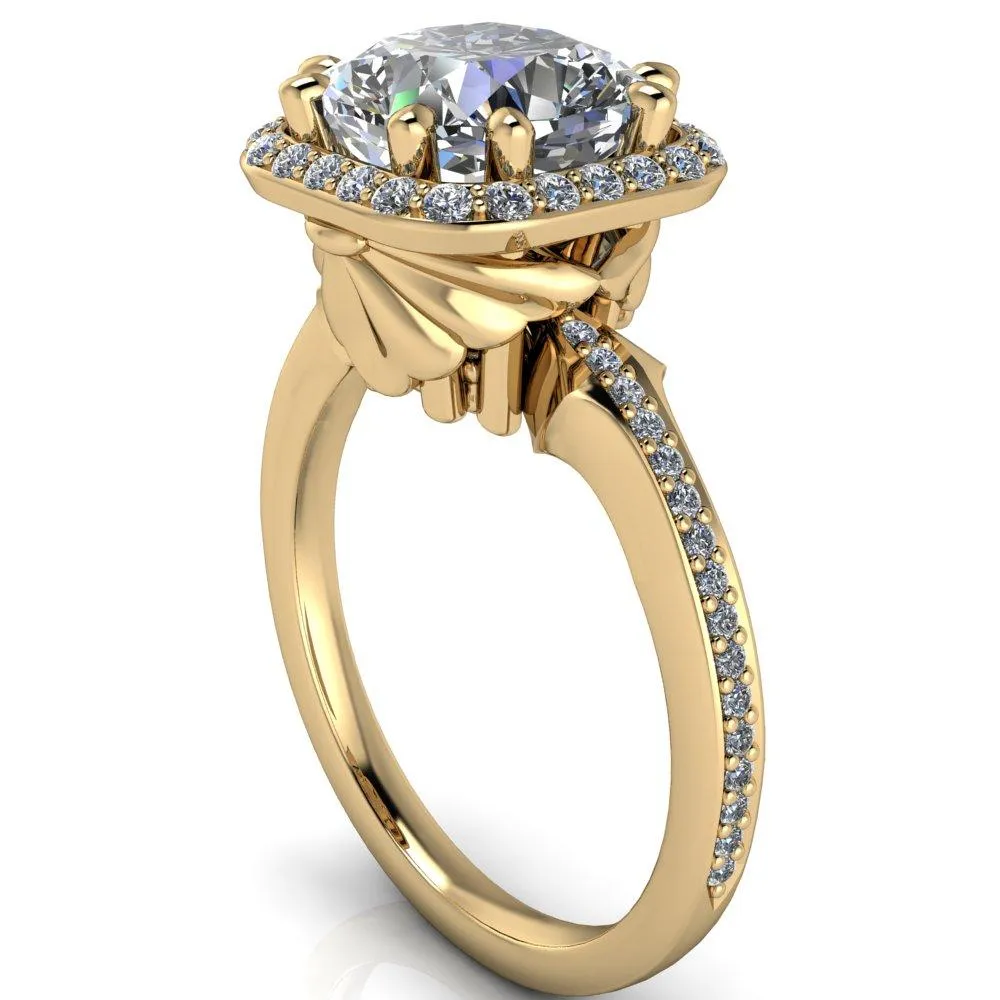 Kizzie Cushion Center Stone 4 Prong Engagement Ring
