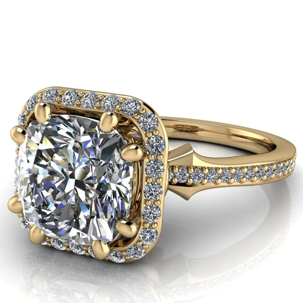 Kizzie Cushion Center Stone 4 Prong Engagement Ring