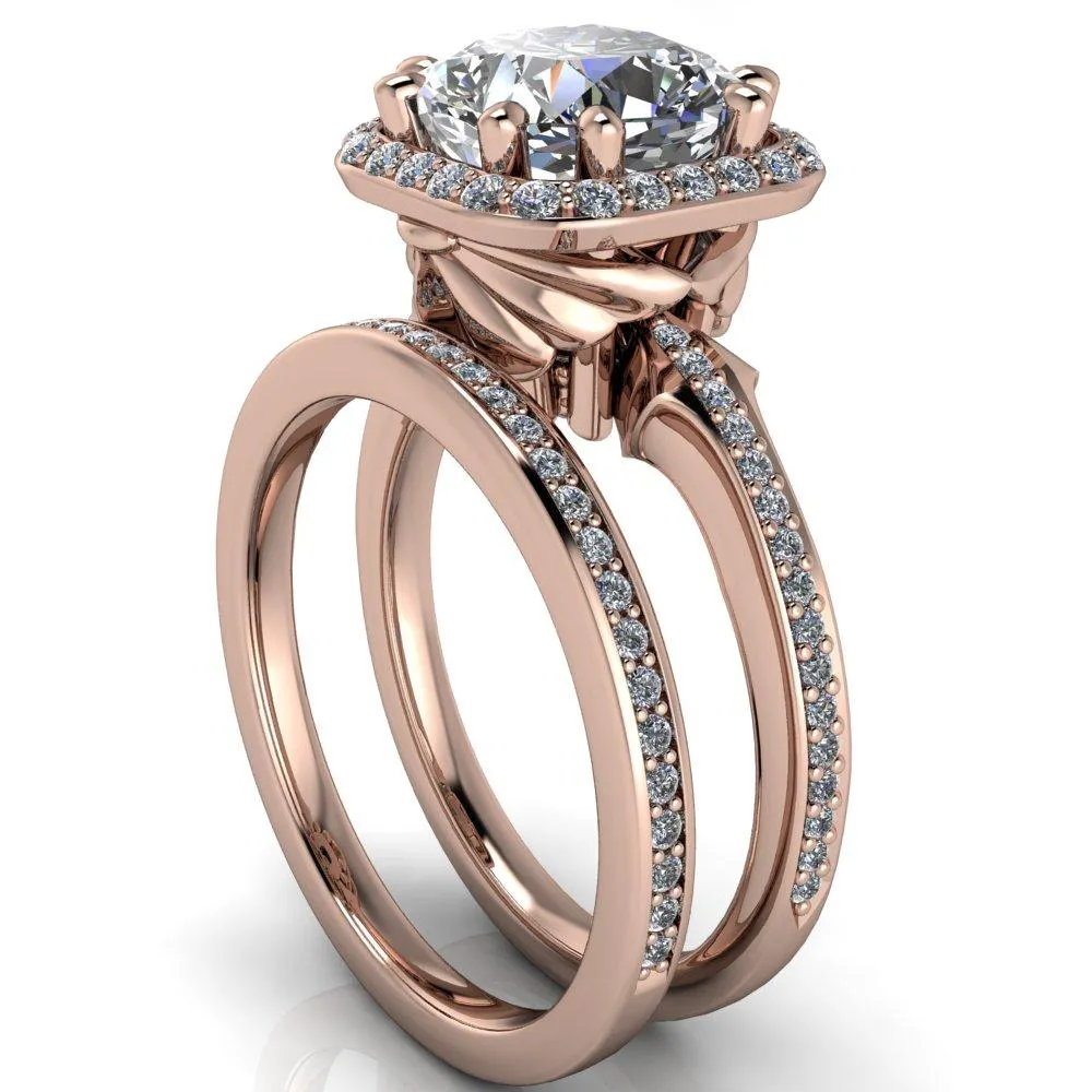 Kizzie Cushion Center Stone 4 Prong Engagement Ring