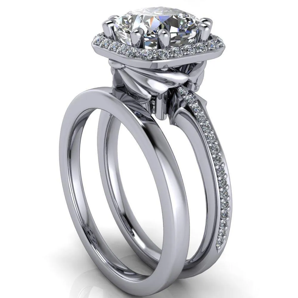 Kizzie Cushion Center Stone 4 Prong Engagement Ring