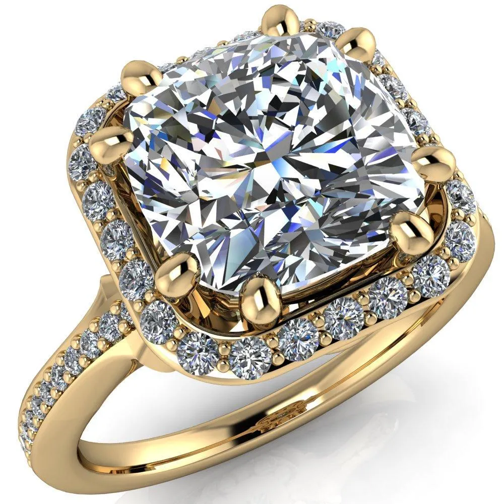 Kizzie Cushion Center Stone 4 Prong Engagement Ring