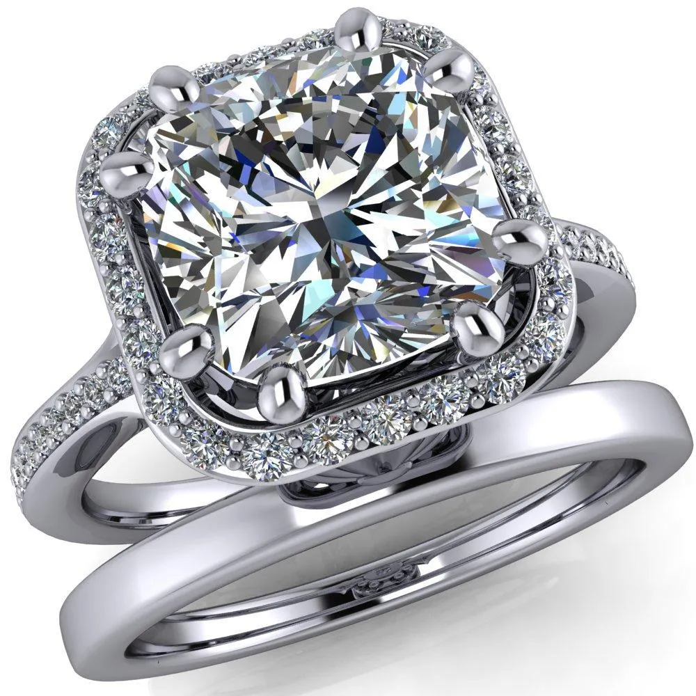 Kizzie Cushion Center Stone 4 Prong Engagement Ring