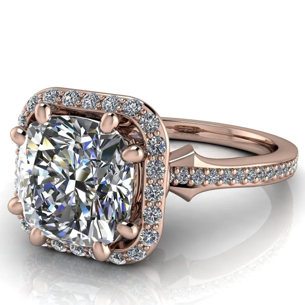 Kizzie Cushion Center Stone 4 Prong Engagement Ring