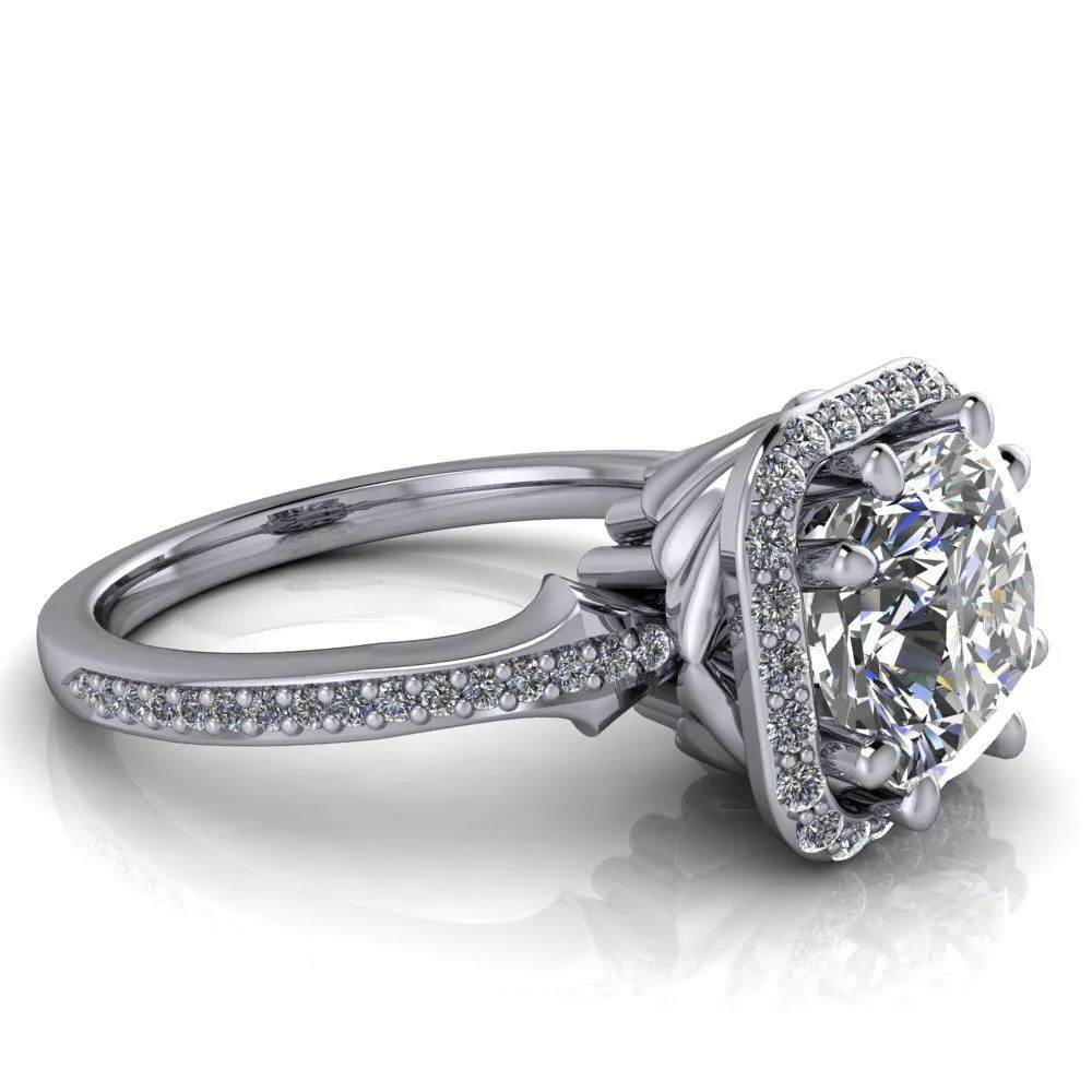 Kizzie Cushion Center Stone 4 Prong Engagement Ring