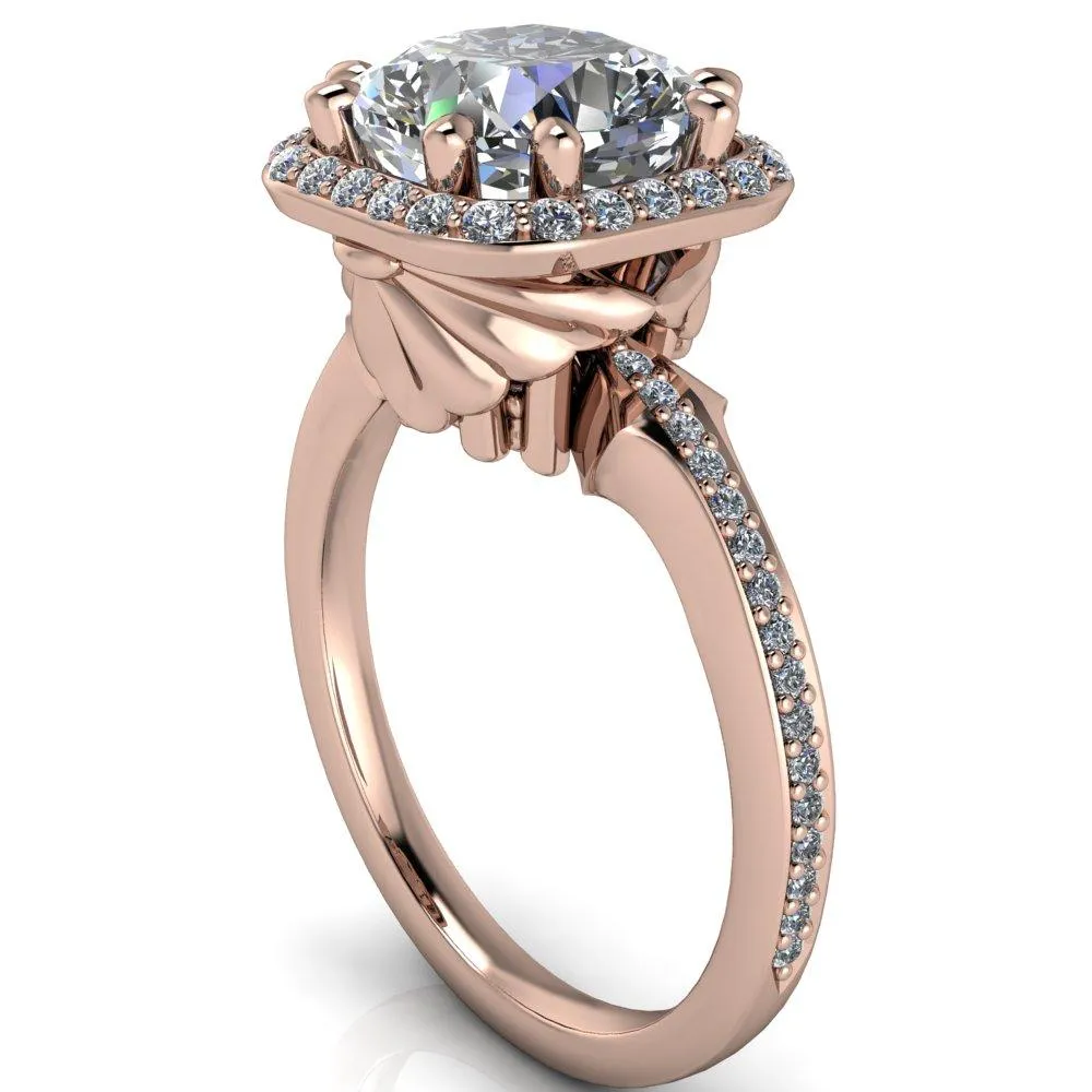 Kizzie Cushion Center Stone 4 Prong Engagement Ring