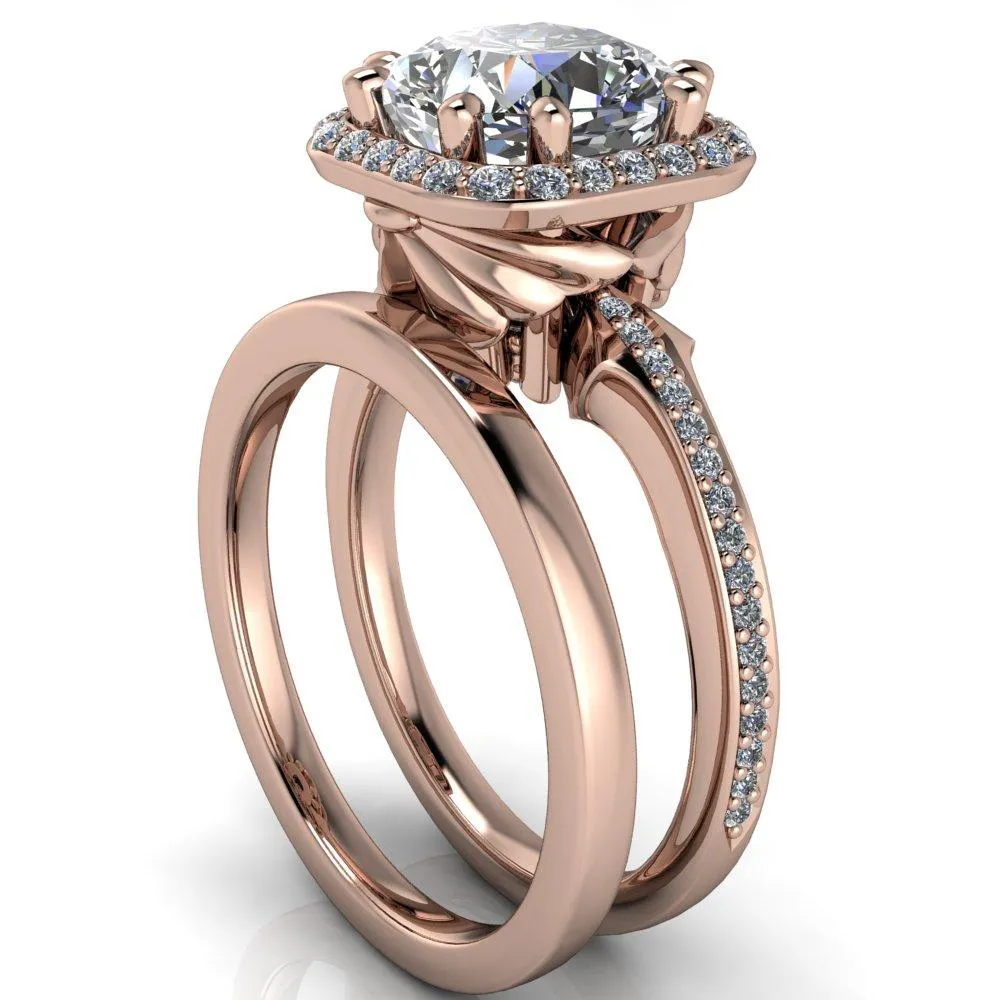 Kizzie Cushion Center Stone 4 Prong Engagement Ring