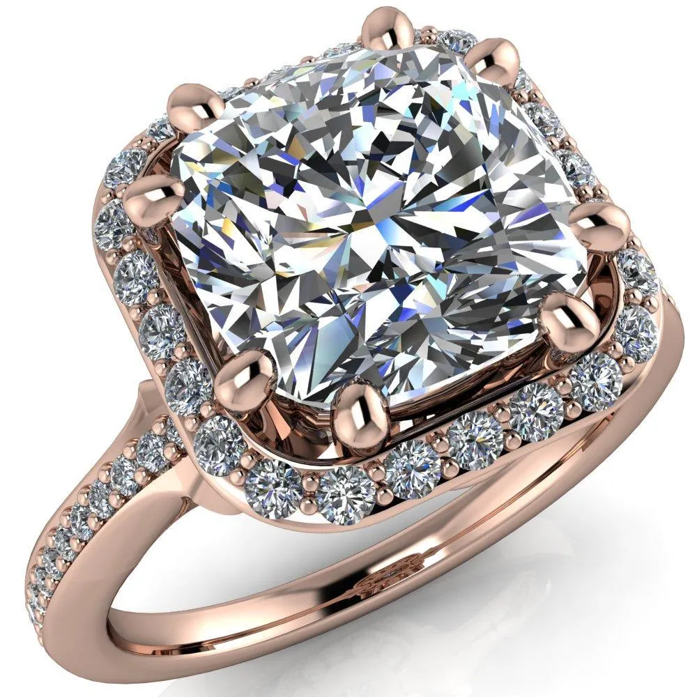 Kizzie Cushion Center Stone 4 Prong Engagement Ring