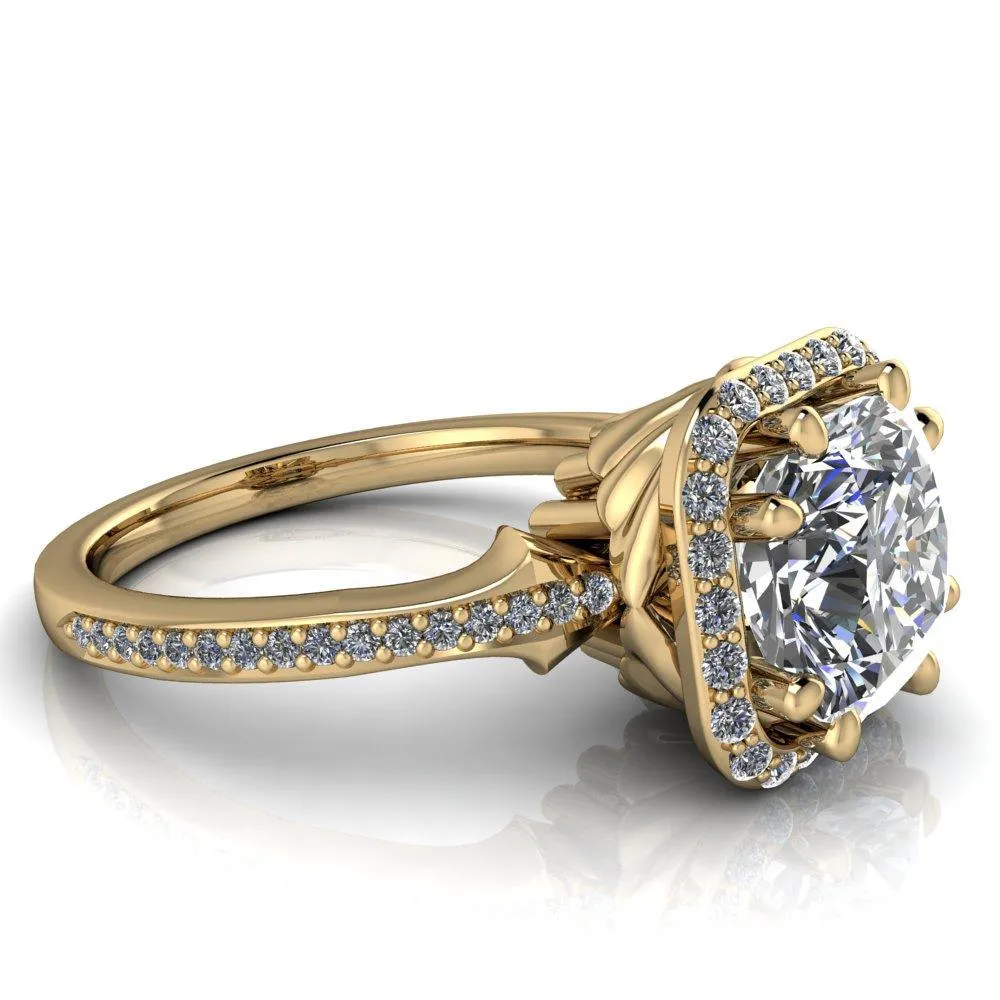 Kizzie Cushion Center Stone 4 Prong Engagement Ring
